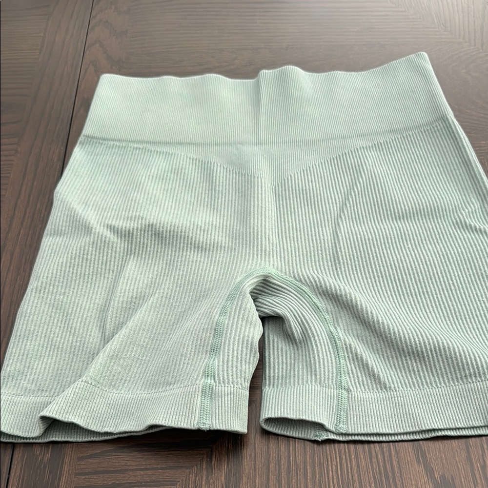 Mint Green Women's Ribbed Shorts